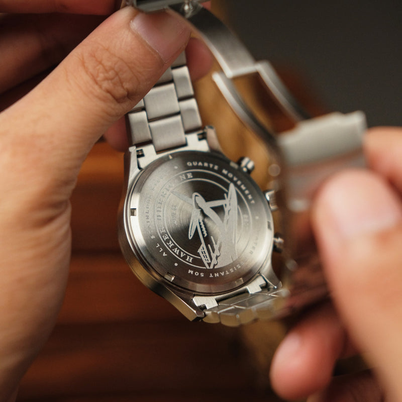 Hawker Hurricane Carey Dual Time Blue & Stainless Steel /  Stainless Steel | Blue Dial