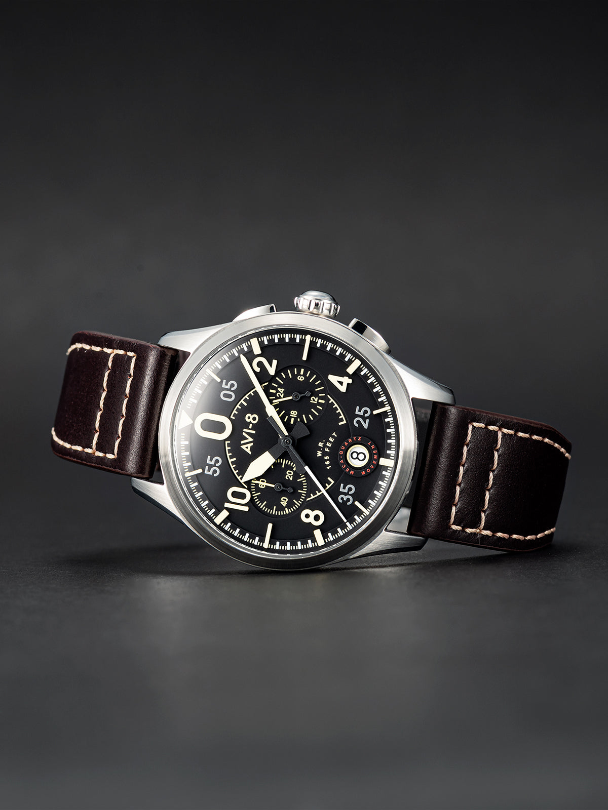 Spitfire Lock Chronograph Watch Black / Brown / Leather | Black