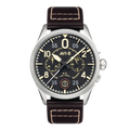Spitfire Lock Chronograph Watch Black / Brown /  Leather | Black Dial