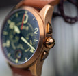 Spitfire Lock Chronograph Watch Green / Leather | Green Dial