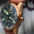 Spitfire Lock Chronograph Watch Green / Leather | Green Dial