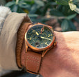 Spitfire Lock Chronograph Watch Green / Leather | Green Dial