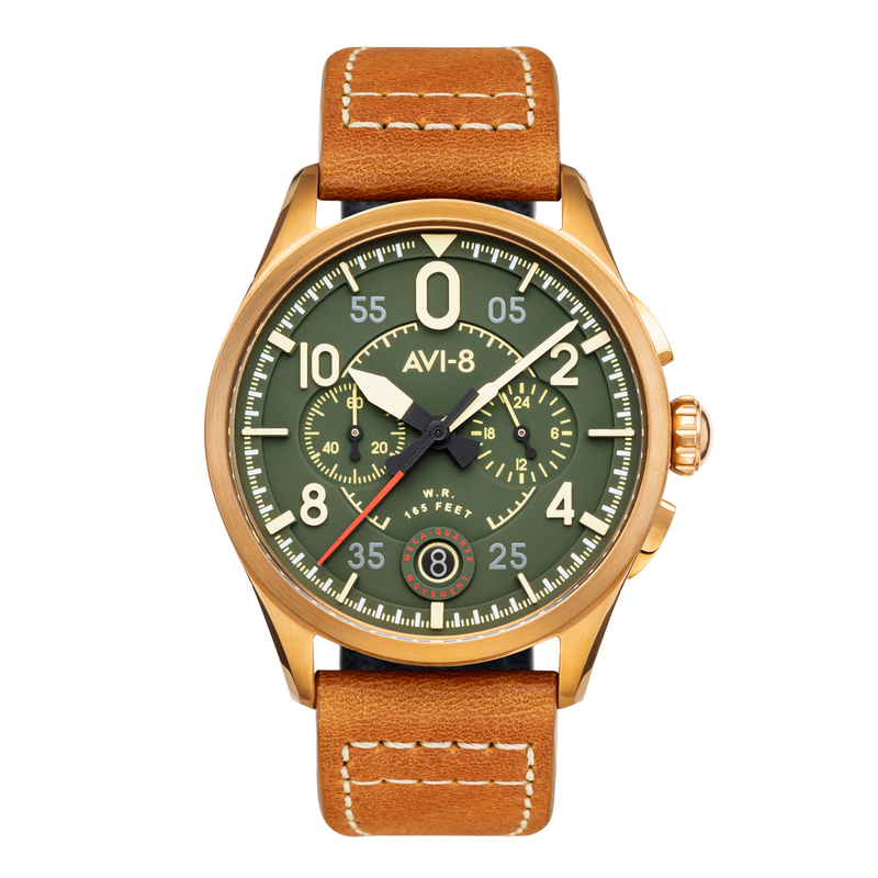 Spitfire Lock Chronograph Watch Green / Leather | Green Dial