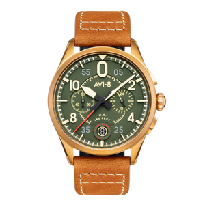 Spitfire Lock Chronograph Watch Green / Leather | Green Dial