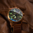 Spitfire Lock Chronograph Watch Green / Leather | Green Dial