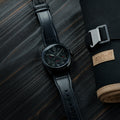 Spitfire Lock Chronograph Watch Black / Leather | Black Dial