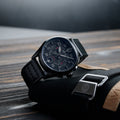 Spitfire Lock Chronograph Watch Black / Leather | Black Dial