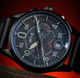 Spitfire Chronograph Black / Black  / Leather | Black Dial