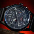 Spitfire Lock Chronograph Watch Black / Leather | Black Dial