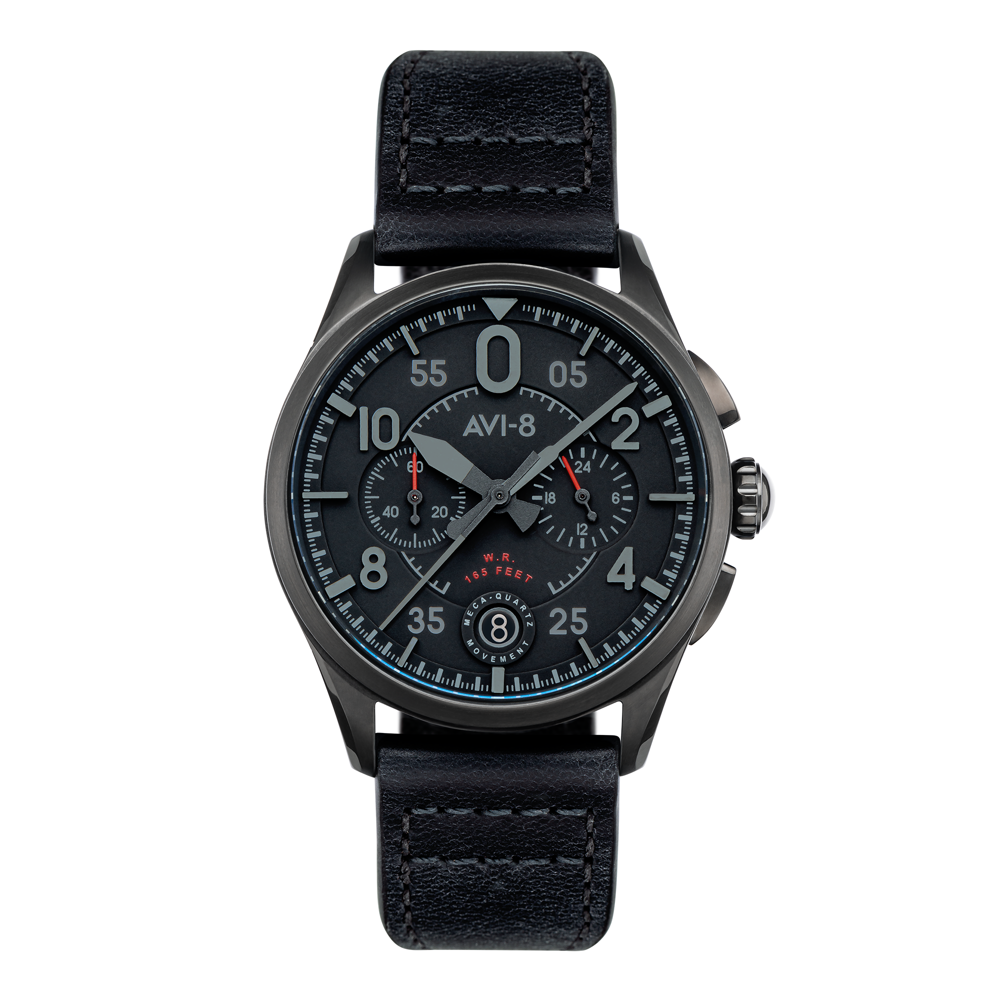Spitfire Lock Chronograph Watch Black / Leather | Black Dial