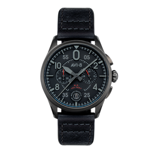 Spitfire Lock Chronograph Watch Black / Leather | Black Dial