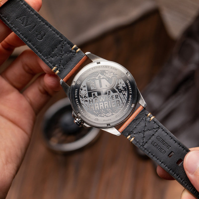 Hawker Harrier Farley Multifunction Black & Brown / Leather | Black Dial
