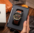 Hawker Harrier Farley Multifunction Black & Brown / Leather | Black Dial
