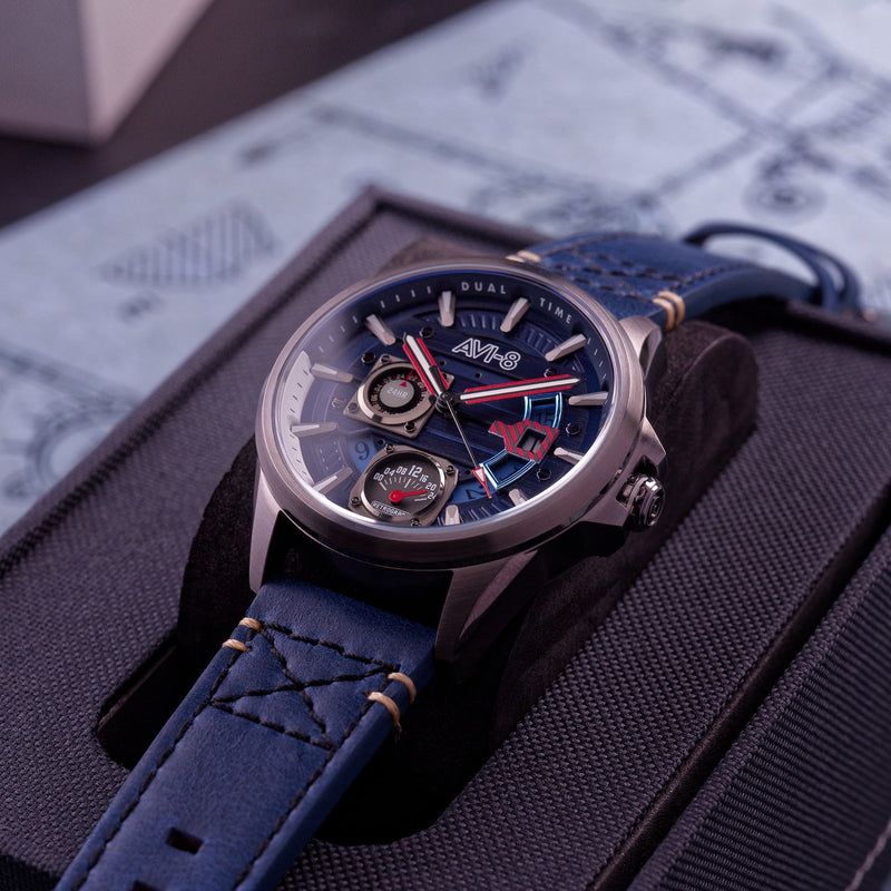 Hawker Harrier Farley Multifunction Blue / Leather | Blue Dial