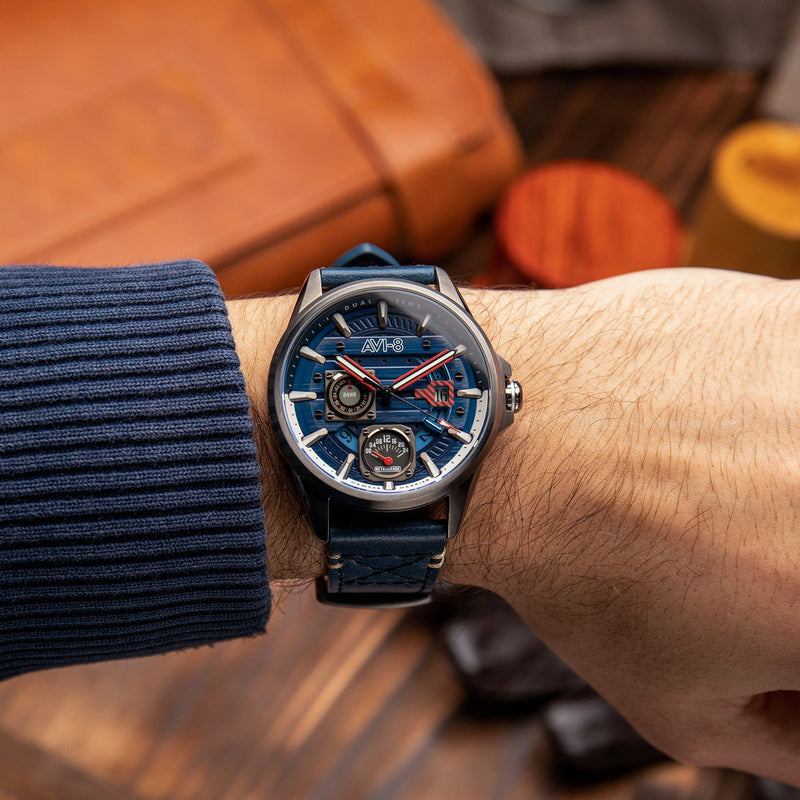 Hawker Harrier Farley Multifunction Blue / Leather | Blue Dial