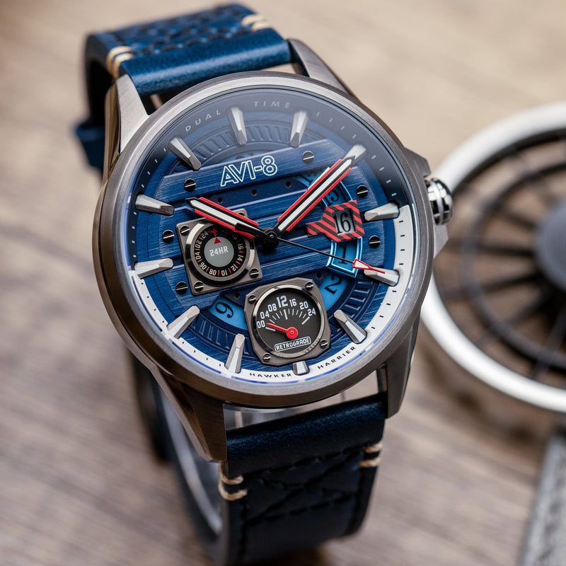 Hawker Harrier Farley Multifunction Blue / Leather | Blue Dial