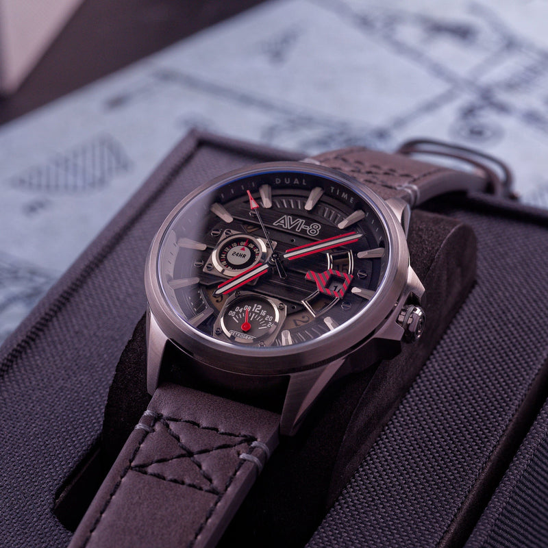 Hawker Harrier Farley Multifunction Quartz Black / Leather | Black Dial