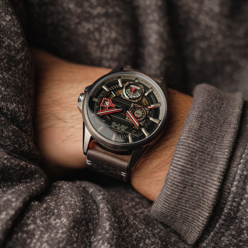 Hawker Harrier Farley Multifunction Quartz Black / Leather | Black Dial