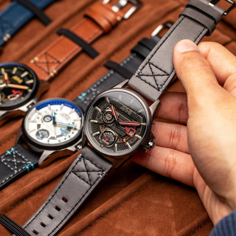 Hawker Harrier Farley Multifunction Quartz Black / Leather | Black Dial