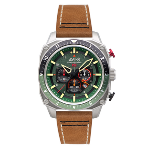 Hawker Hunter Atlas Dual Time Chronograph Green / Leather | Green Dial