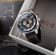 Hawker Hunter Atlas Dual Time Chronograph Blue / Leather | Blue Dial
