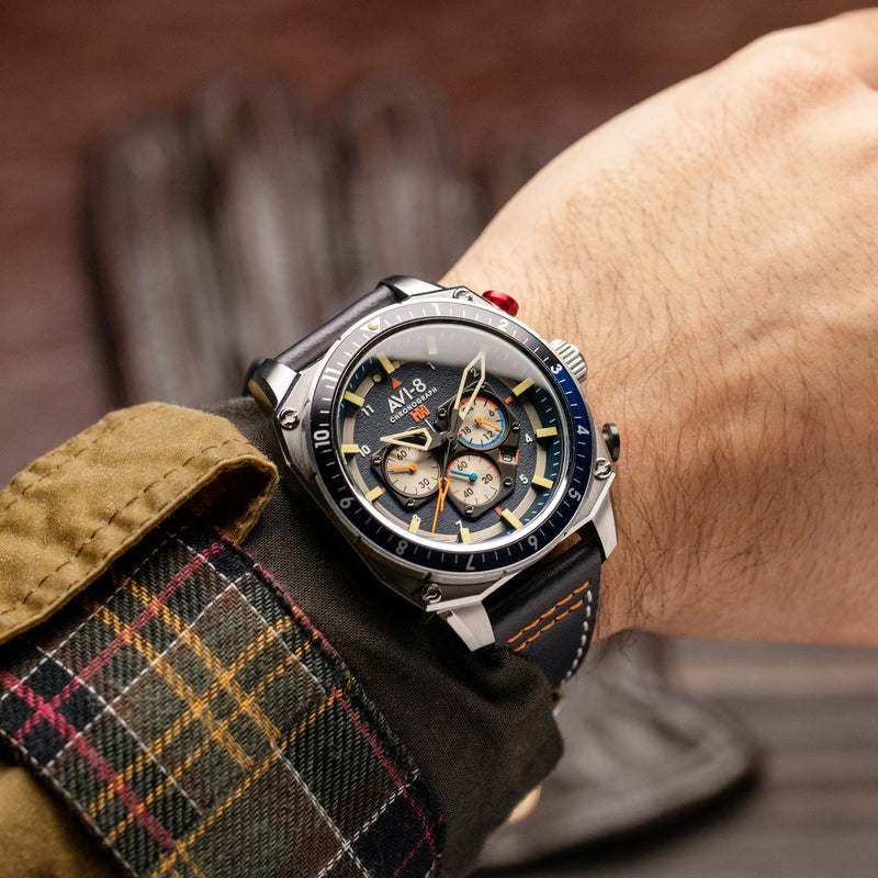 Hawker Hunter Atlas Dual Time Chronograph Blue / Leather | Blue Dial