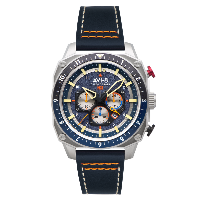 Hawker Hunter Atlas Dual Time Chronograph Blue / Leather | Blue Dial