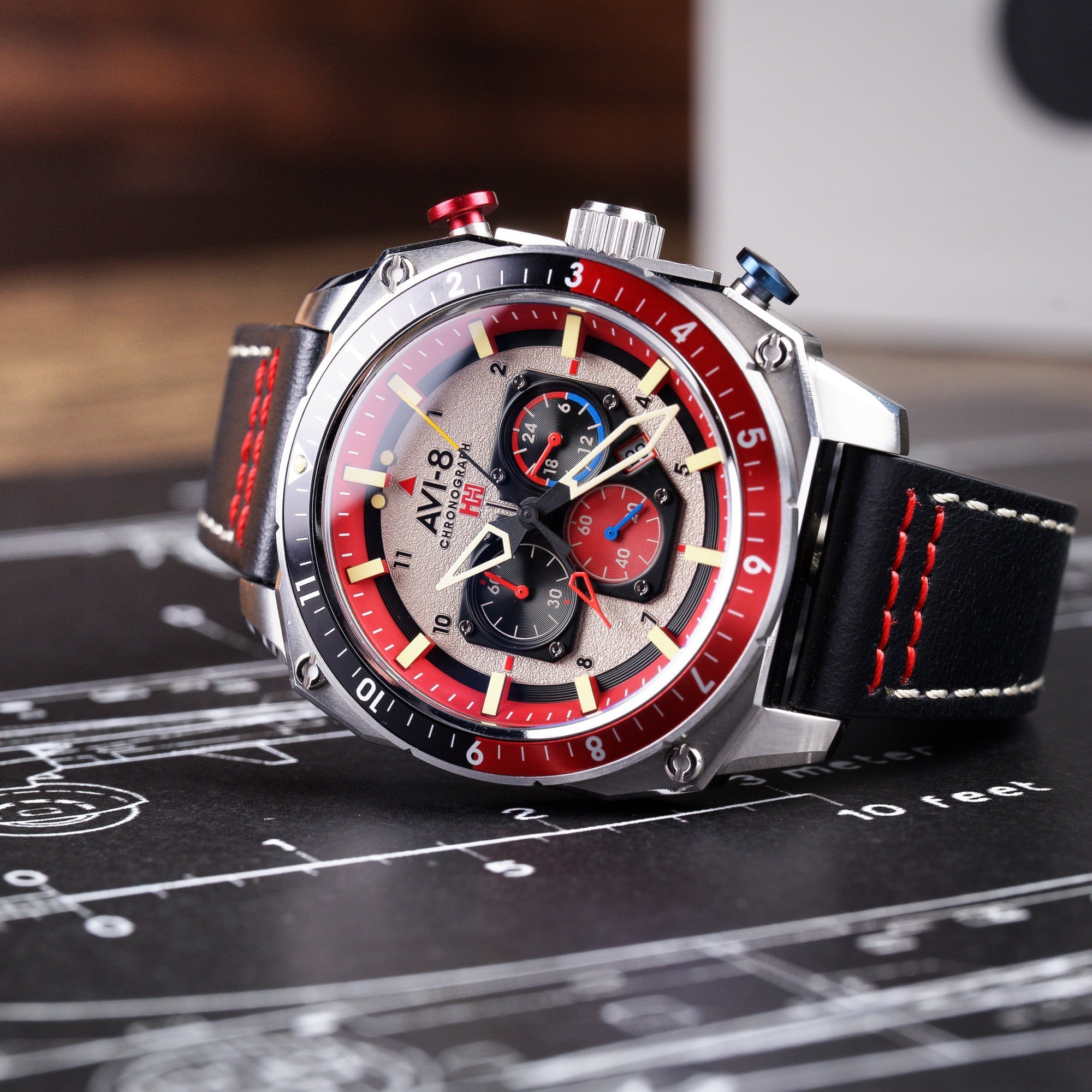Hawker Hunter Atlas Dual Time Chronograph Gray / Leather | Gray Dial