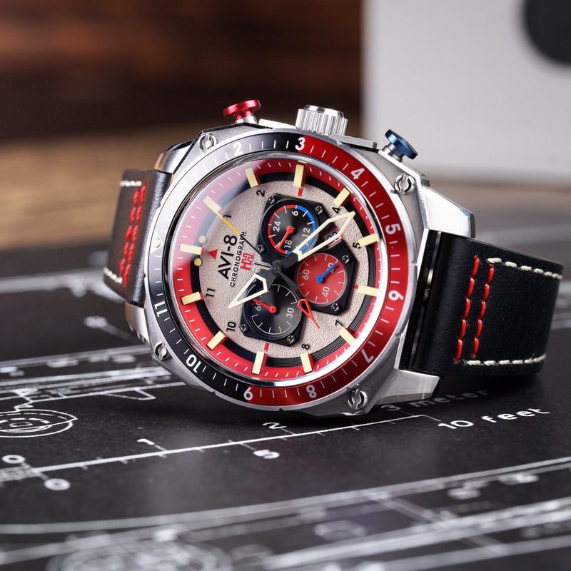 Hawker Hunter Atlas Dual Time Chronograph Gray / Leather | Gray Dial