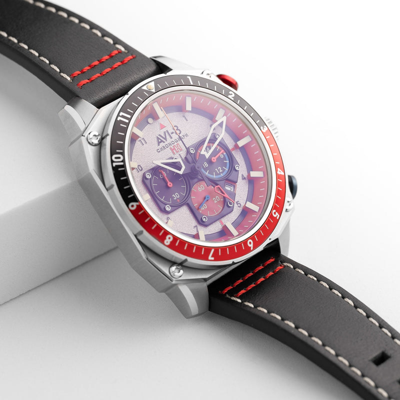 Hawker Hunter Atlas Dual Time Chronograph Gray / Leather | Gray Dial