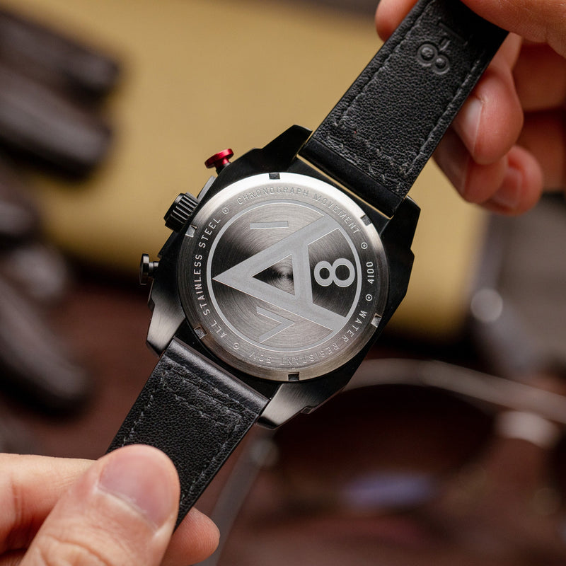Hawker Hunter Atlas Dual Time Chronograph Black / Leather | Black Dial