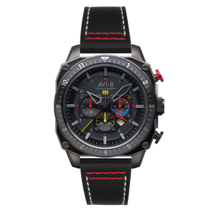 Hawker Hunter Atlas Dual Time Chronograph Black / Leather | Black Dial