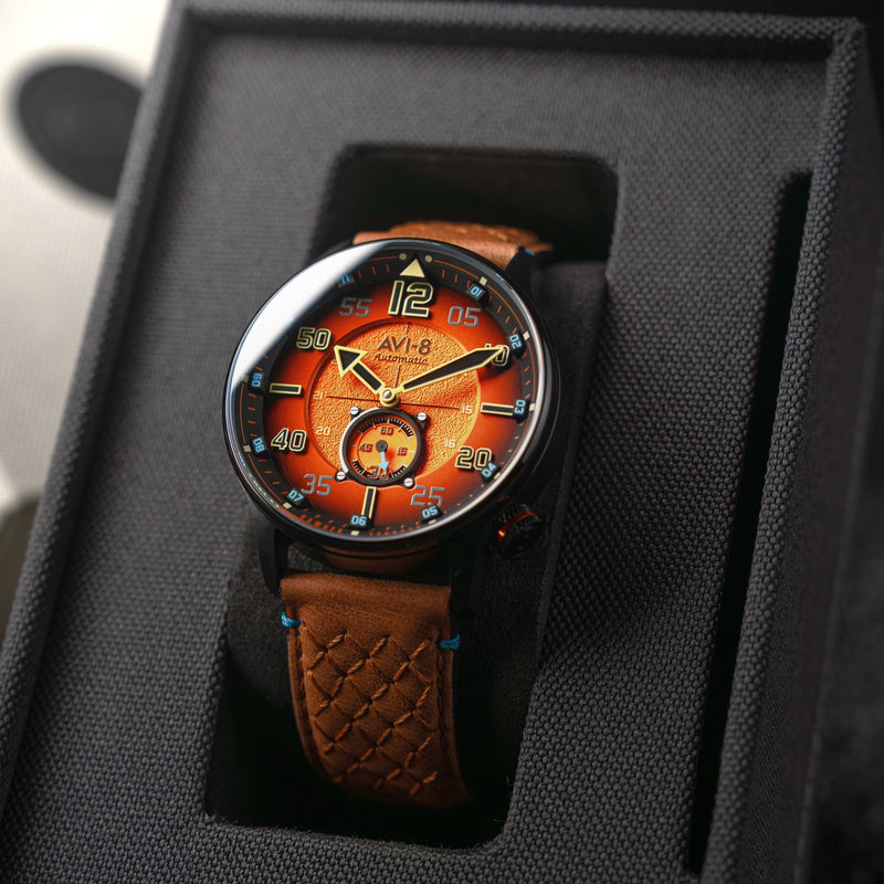 Hawker Typhoon Baldwin Automatic Orange / Brown Leather | Orange Dial