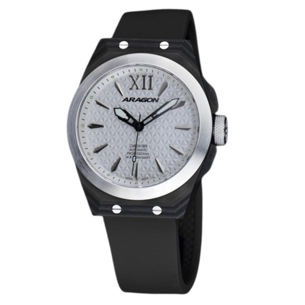 DF Carbon Fiber Automatic Sliver Dial, Black Case | Sliver Dial