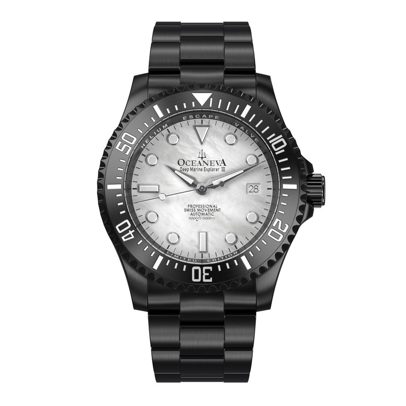 Deep Marine Explorer III Black Stainless bezel | White Dial Watch