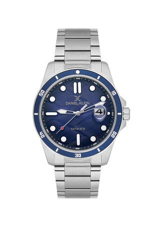 Textured Wave Date Master Silver / Blue Dial Blue Dial
