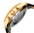 Winston Semi-Skeleton Leather-Band Watch Gold/Black | Black Dial