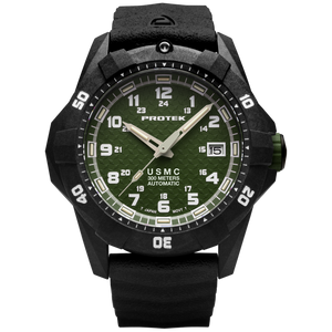 CARBON COMPOSITE USMC  AUTOMATIC DIVE 1210 SERIES CARBON CASE/GREEN DIAL/BLACK STRAP | Green Dial