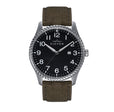 Crosswind Canvas-Overlaid Leather-Band Watch w/ Date Black/Olive | Black Dial