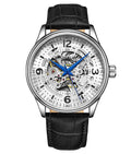 Denmark 3947 Automatic 42mm Skeleton Black/Leather | Silver Dial