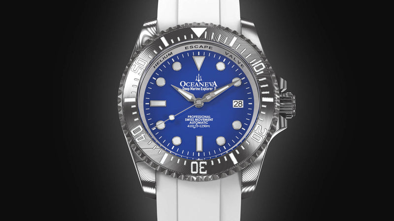 Damascus Swiss Automatic SW200 Deep Marine Explorer II Damascus/Blue Dial/White Strap | Blue Dial