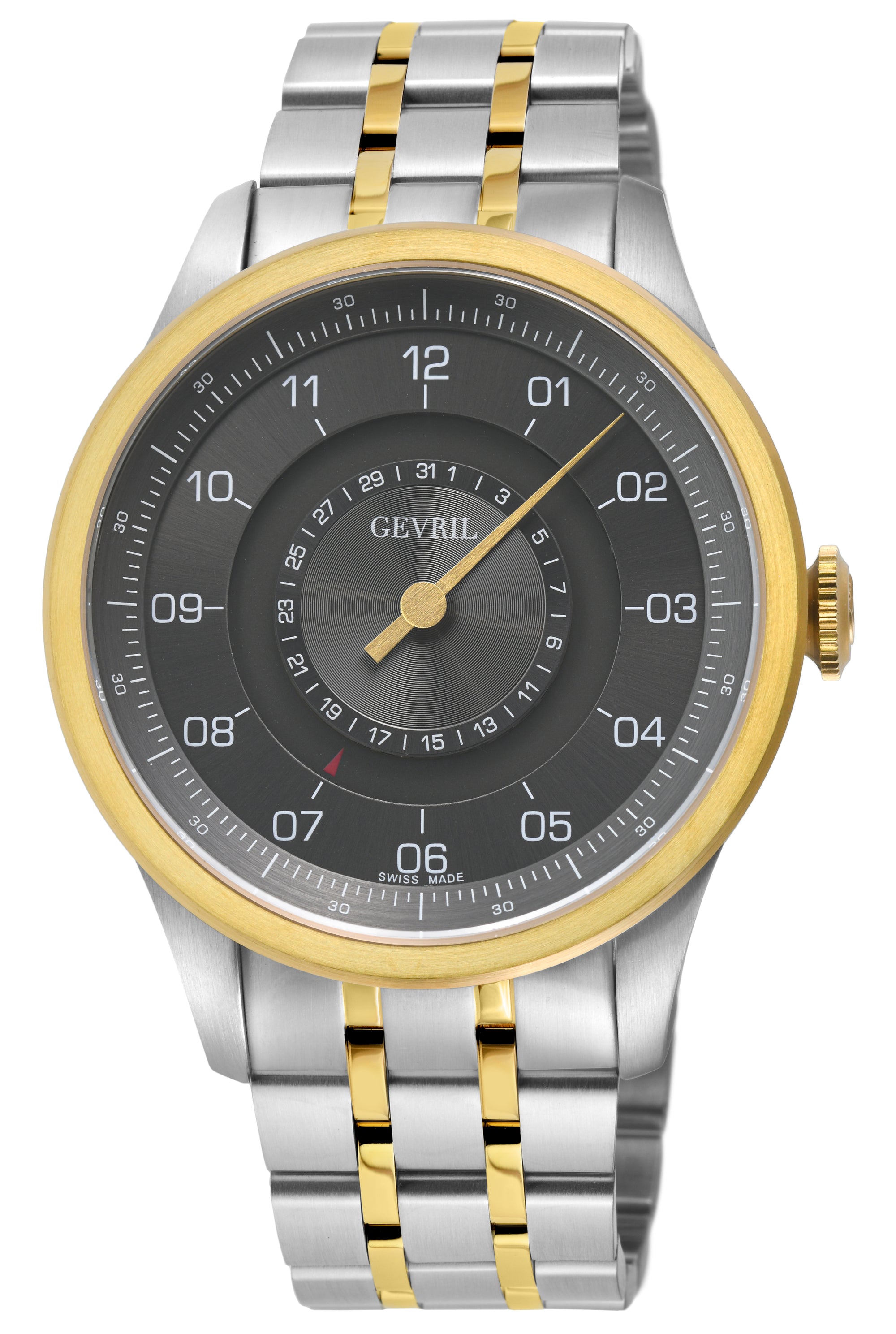 Jones Swiss automatic SW200 single handed watch  Gray Two-tone | Gray Dial