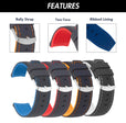22mm Silicone Rally Strap, Perforated Black / Orange |  Dial