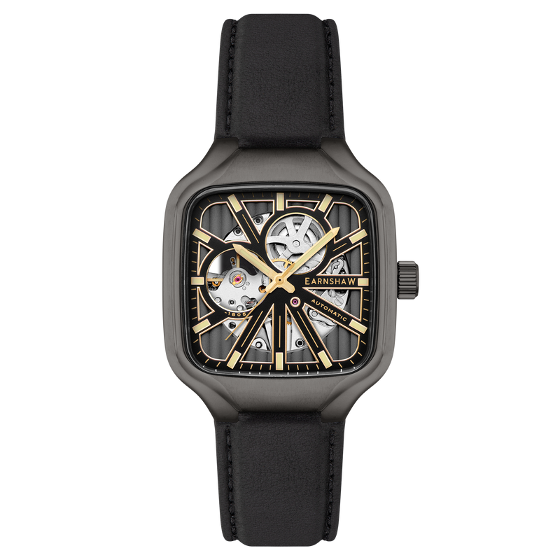 Engineer Paxton Skeleton Automatic Black & Gold / Black Leather | Black Dial