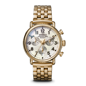 Runwell Chronograph Watch White Mother-Of-Pearl Dial / Gold-Tone Stainless Steel Bracelet White Dial