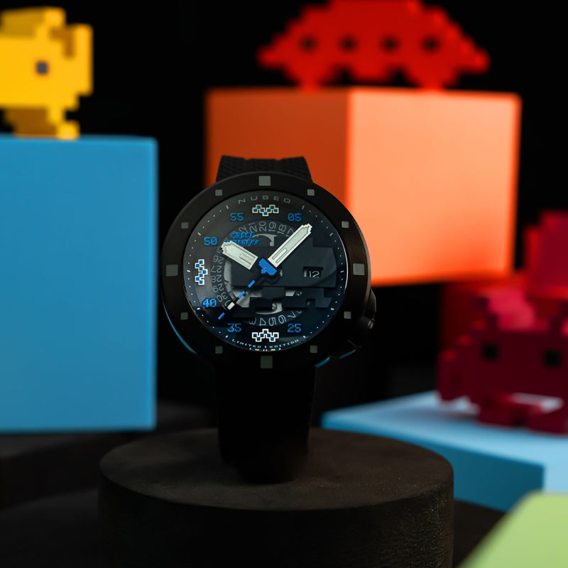 Cassini Automatic Space Invaders Limited Edition Black & Blue / Black | Black Dial