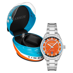 DFV-COSWORTH HELMET WATCH WINDER AUTOMATIC LIMITED EDITION ORANGE / STAINLESS STEEL | Orange Dial