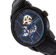 Automatic Sanford Semi-Skeleton Leather-Band Watch Black | Black Dial