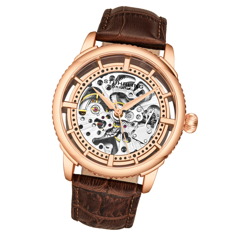 Legacy Automatic Skeleton Watch Brown/Leather | Salmon Dial