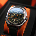 Bell X-1 Machbuster Automatic Green / Green Hybrid leather and rubber strap | Green Dial